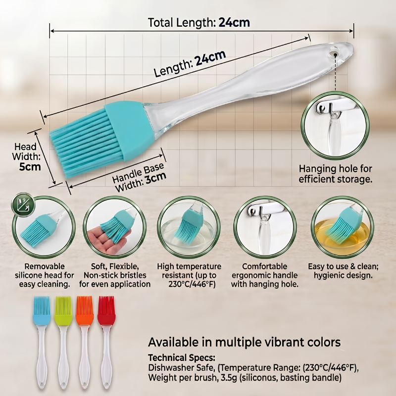 Silicone Oil & Barbecue Brush with Clear Acrylic Handle