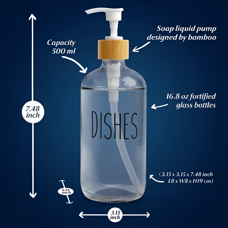 Soap Dispenser Glass Pump for Hands & Dishes