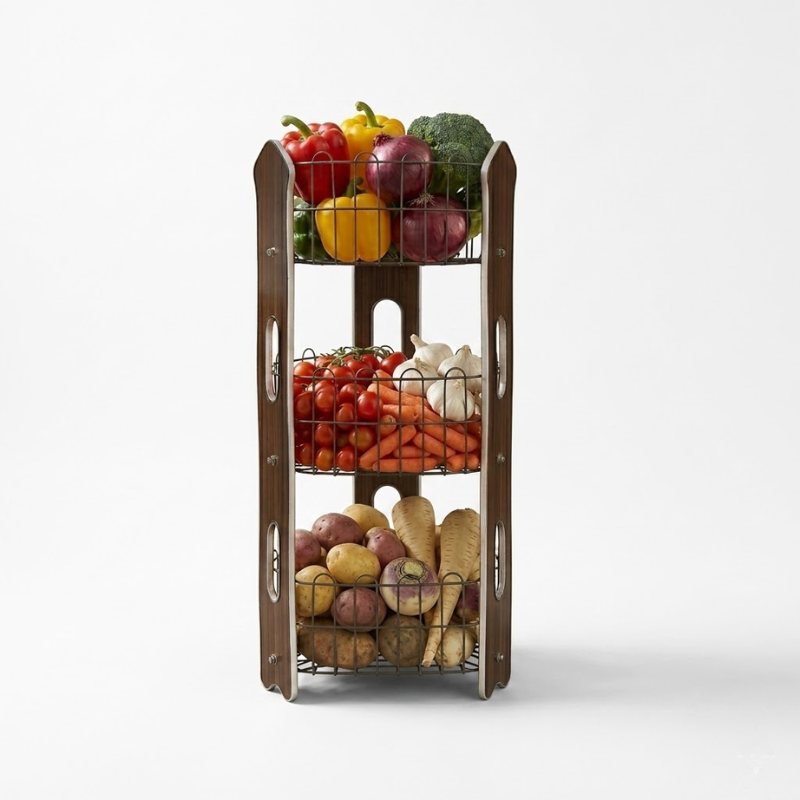 3-Tier Fruit &amp; Vegetable Stand – Compact Kitchen Rack