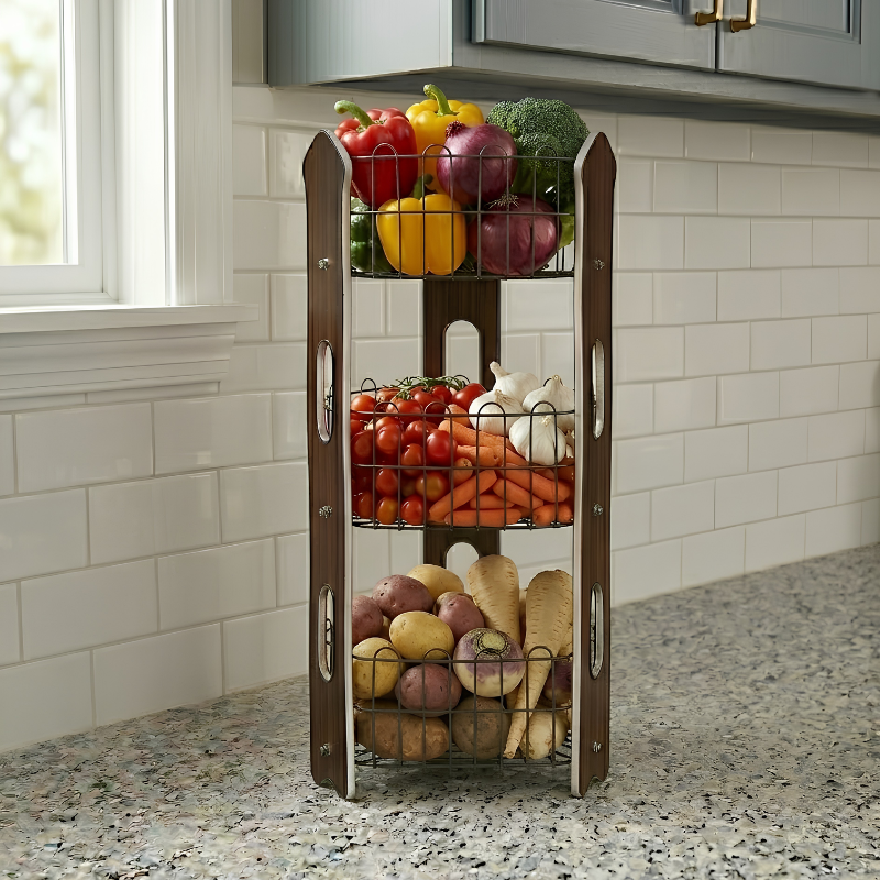 3-Tier Fruit &amp; Vegetable Stand – Compact Kitchen Rack
