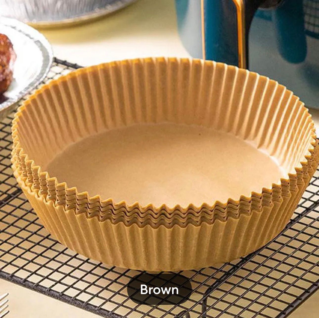 50pcs Air Fryer Disposable Paper Liner Non-Stick Mat Steamer Round Paper Baking Mats (big size)