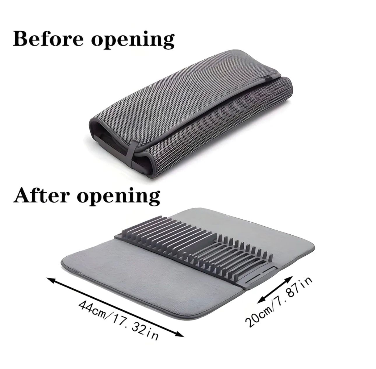 Dish Drying Mat, Removable Dish Rack Tray, Dish Rack & Drying Mat for Kitchen Countertop, Sink - Drain and Dry Wine Glasses, Bowls and Dishes