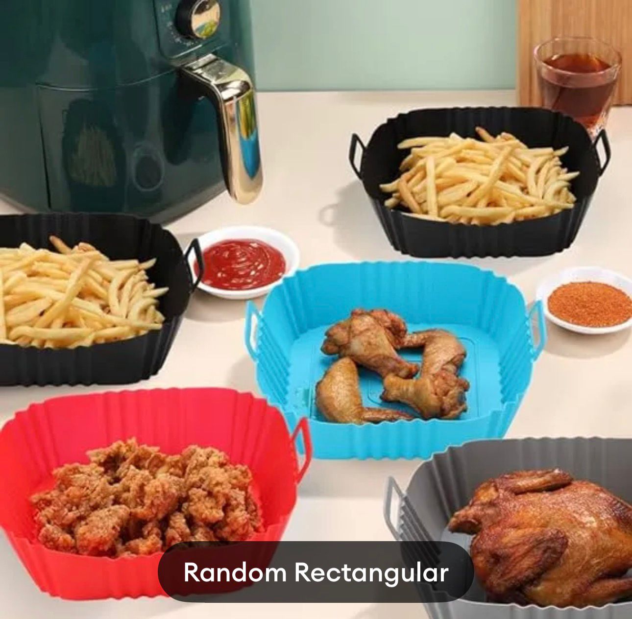 Air Fryer Silicone Griddle Reusable Pot Easy Clean Round/Rectangular Liner Ninja Griddle Pizza Plate Grill Mat Air Fryer Accessories