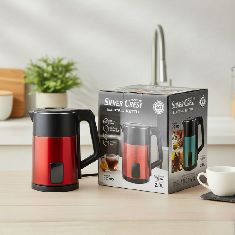 Silver Crest Electric Kettle – 2 Liter | 2200W Stainless Steel